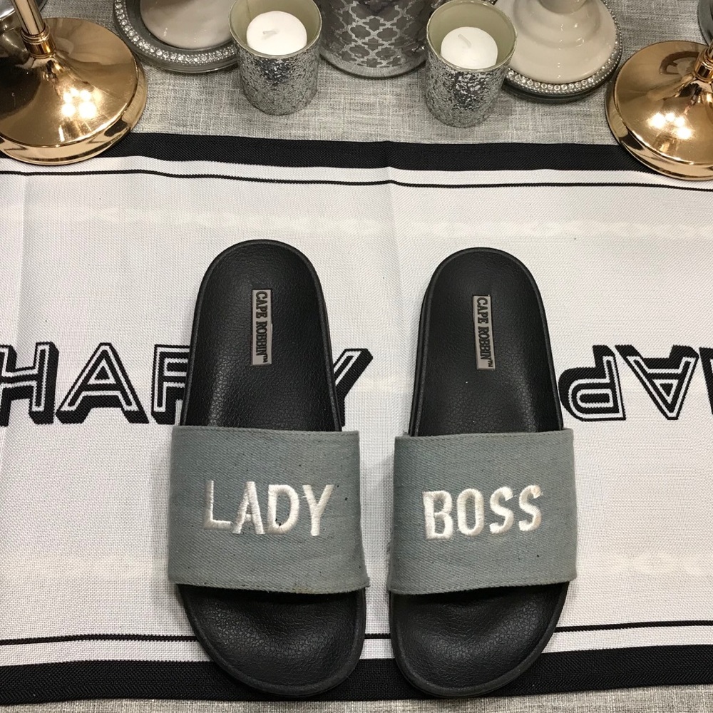 LADY BOSS DENIM SLIP ON SANDALS